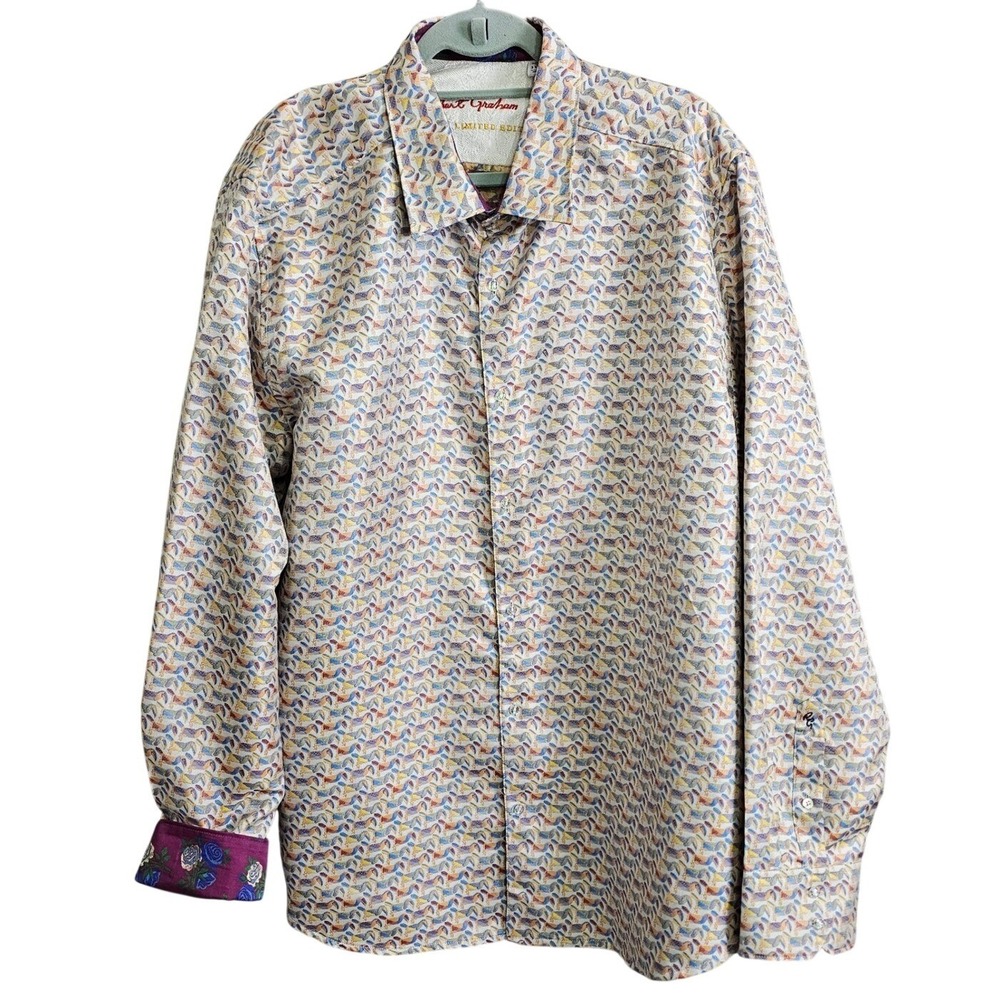 Robert Graham Tucan‎ You Can Swarovski Button Silk Jacquard Shirt 3XL Limited Ed